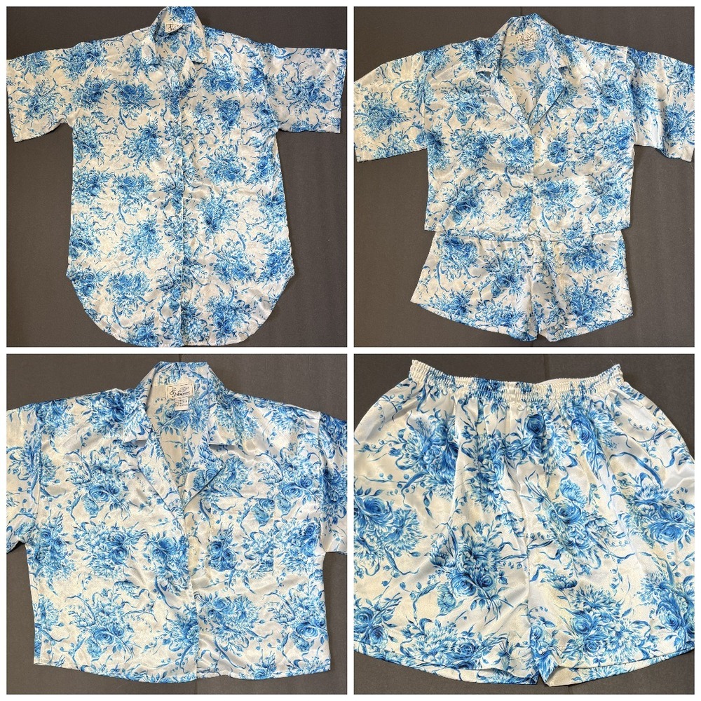 JO INTIMATES - Women's‎ VTG Satin Lingerie Pajama Set - Medium Tops Small Shorts